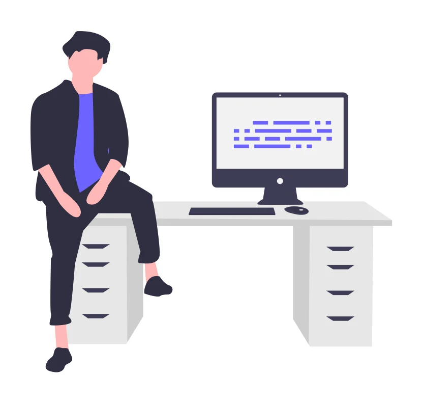 AI Powered Hosting team member building a website at a desk