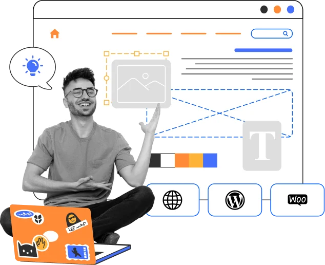 Person planning a website layout with AI-assisted website tools