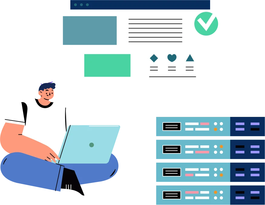 Small business owner managing a website and its hosting servers