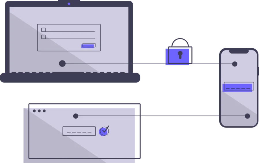 Cloud VPS server connected securely to a laptop and phone