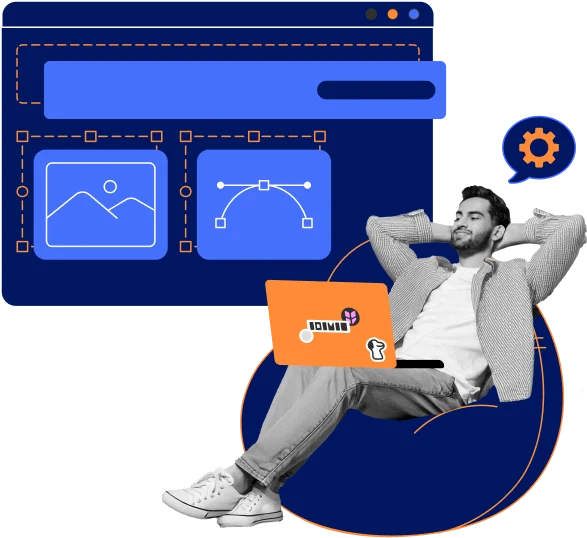 Person relaxing while a WordPress dashboard is managed for them